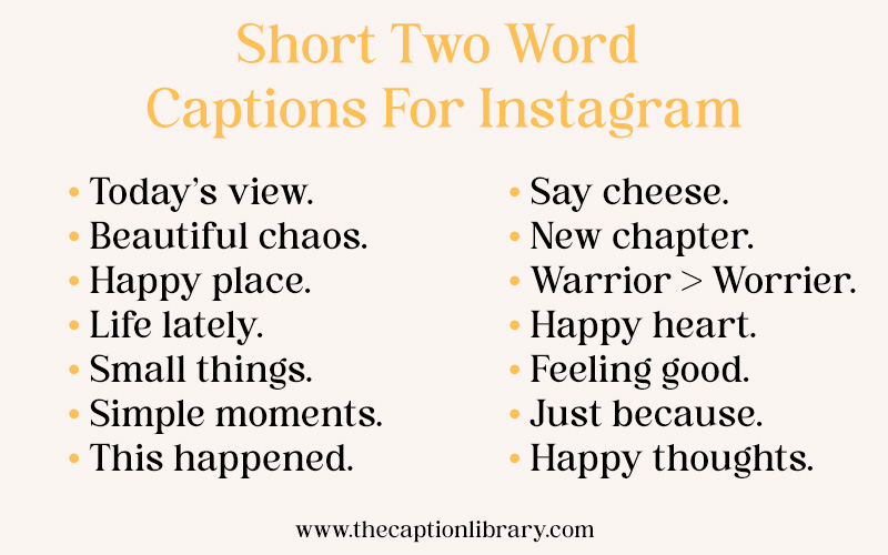 Two word captions for Instagram